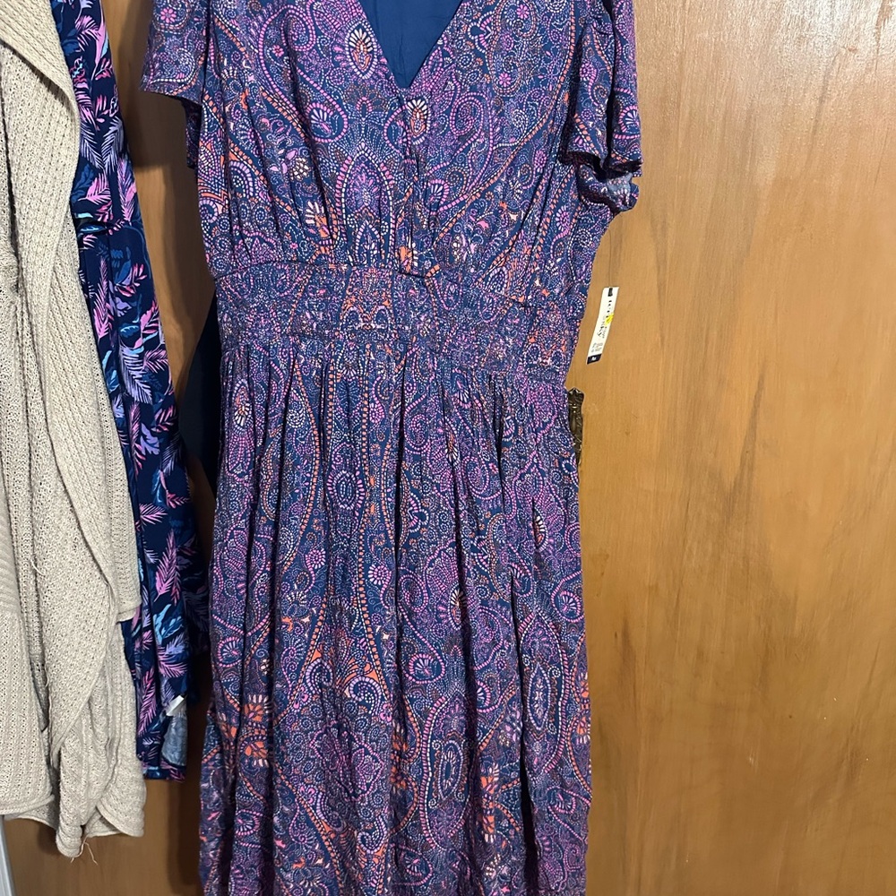 Paisley Print Purple Dress